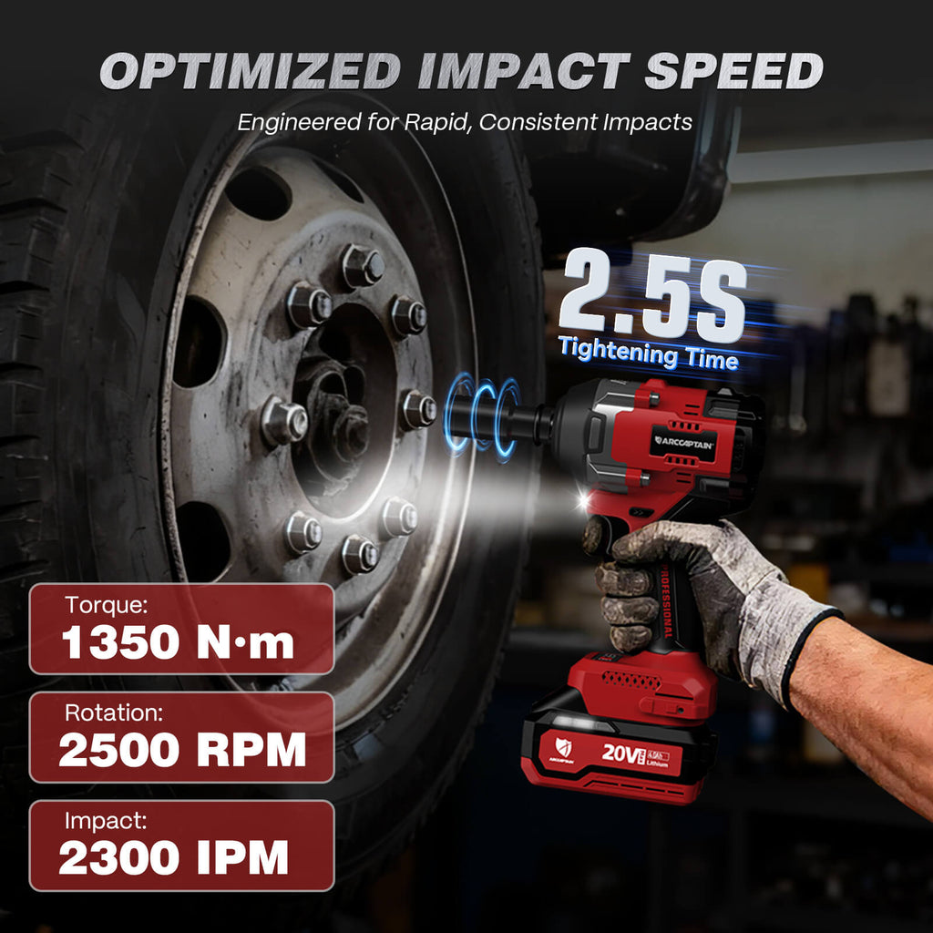 Arccaptain 20V Cordless Brushless Impact Wrench AR-IW100