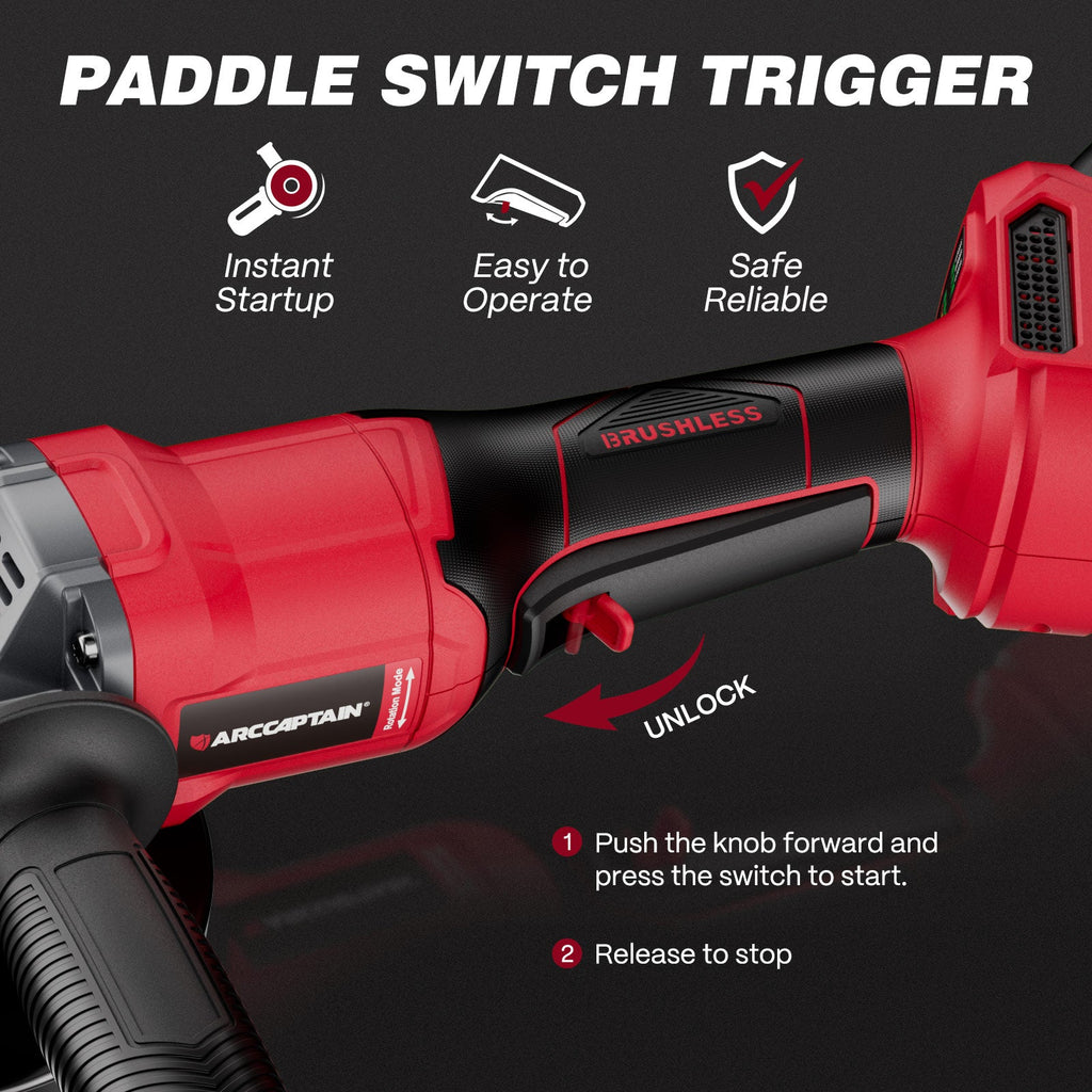 20V Brushless Cordless Angle Grinder AC-AG95, 3-Speed Grinder Kit