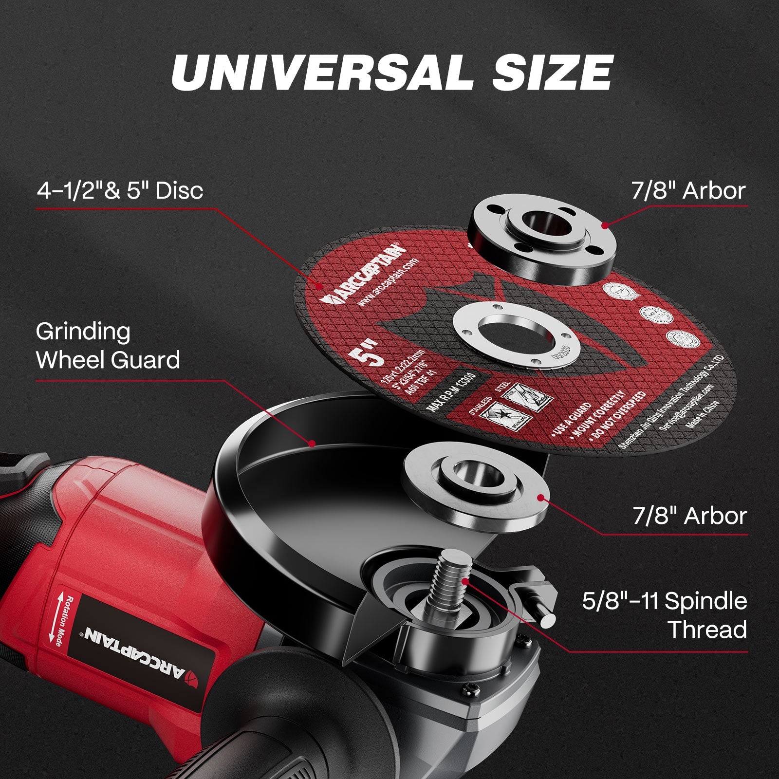 20V Brushless Cordless Angle Grinder AC-AG95, 3-Speed Grinder Kit