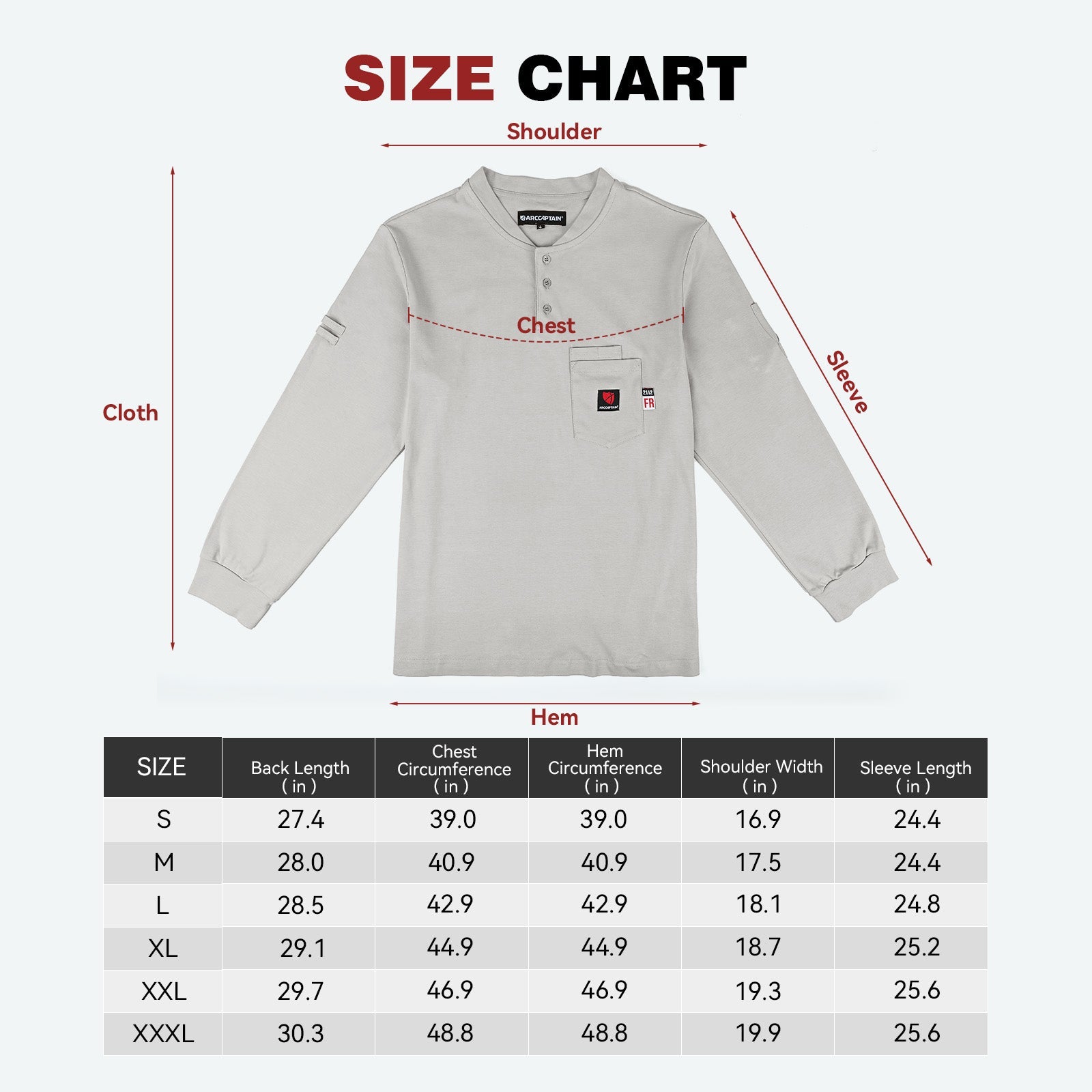 Arccaptain 100% Cotton FR Welding Shirt Long Sleeve Work Shirts