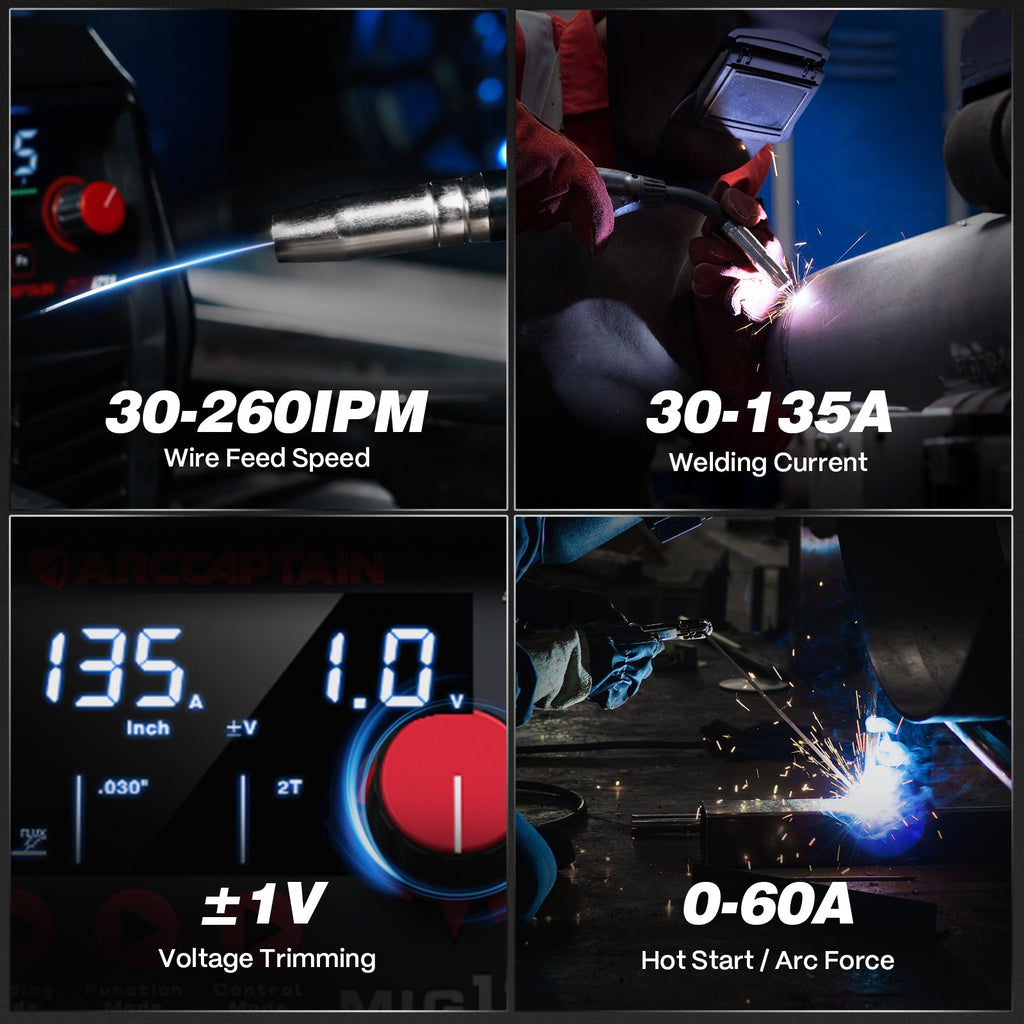 Arccaptain MIG135 Three in One 110V Gasless MIG Welder