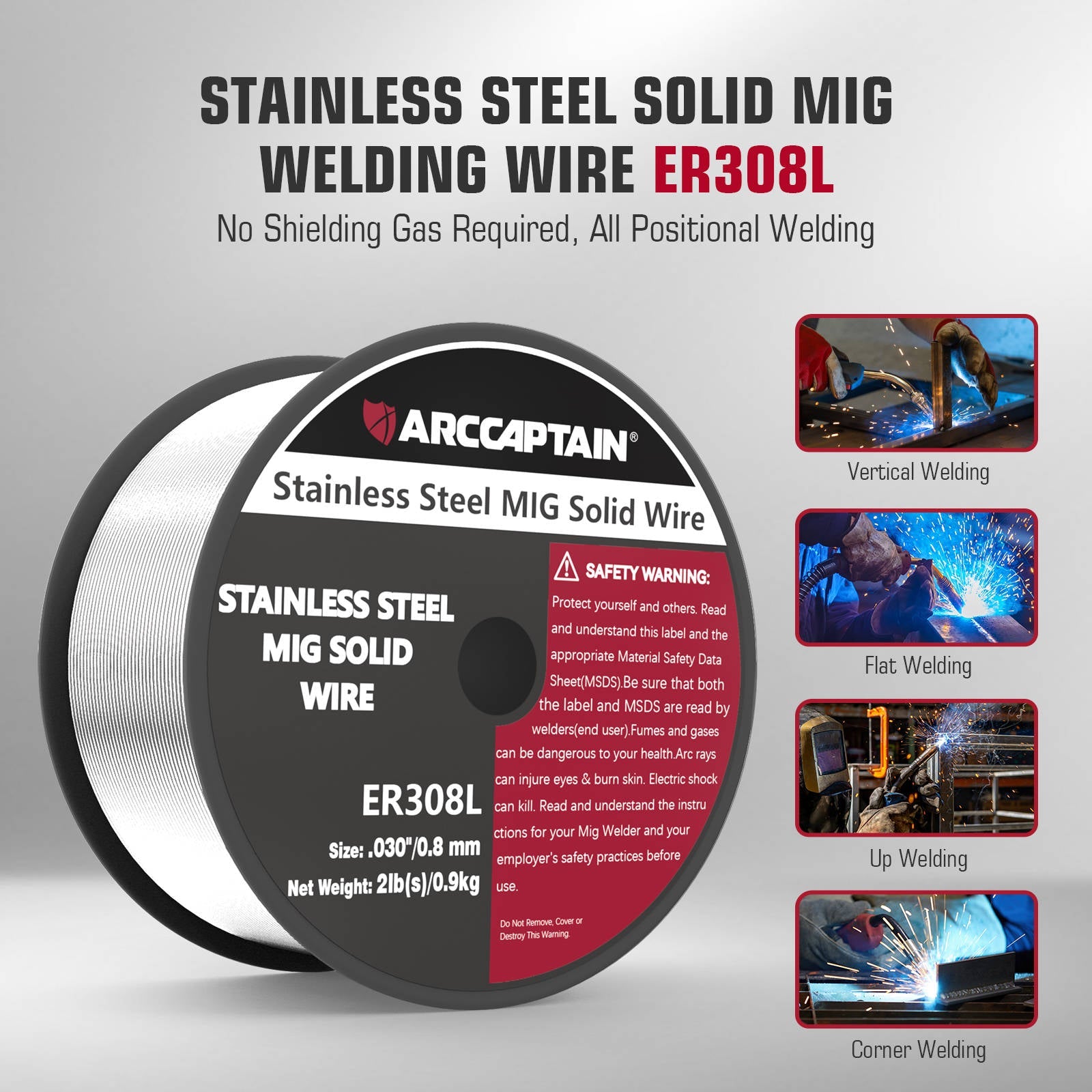 ARCCAPTAIN ER308L Solid Wire 2 Lbs Stainless Steel MIG Welding Wire