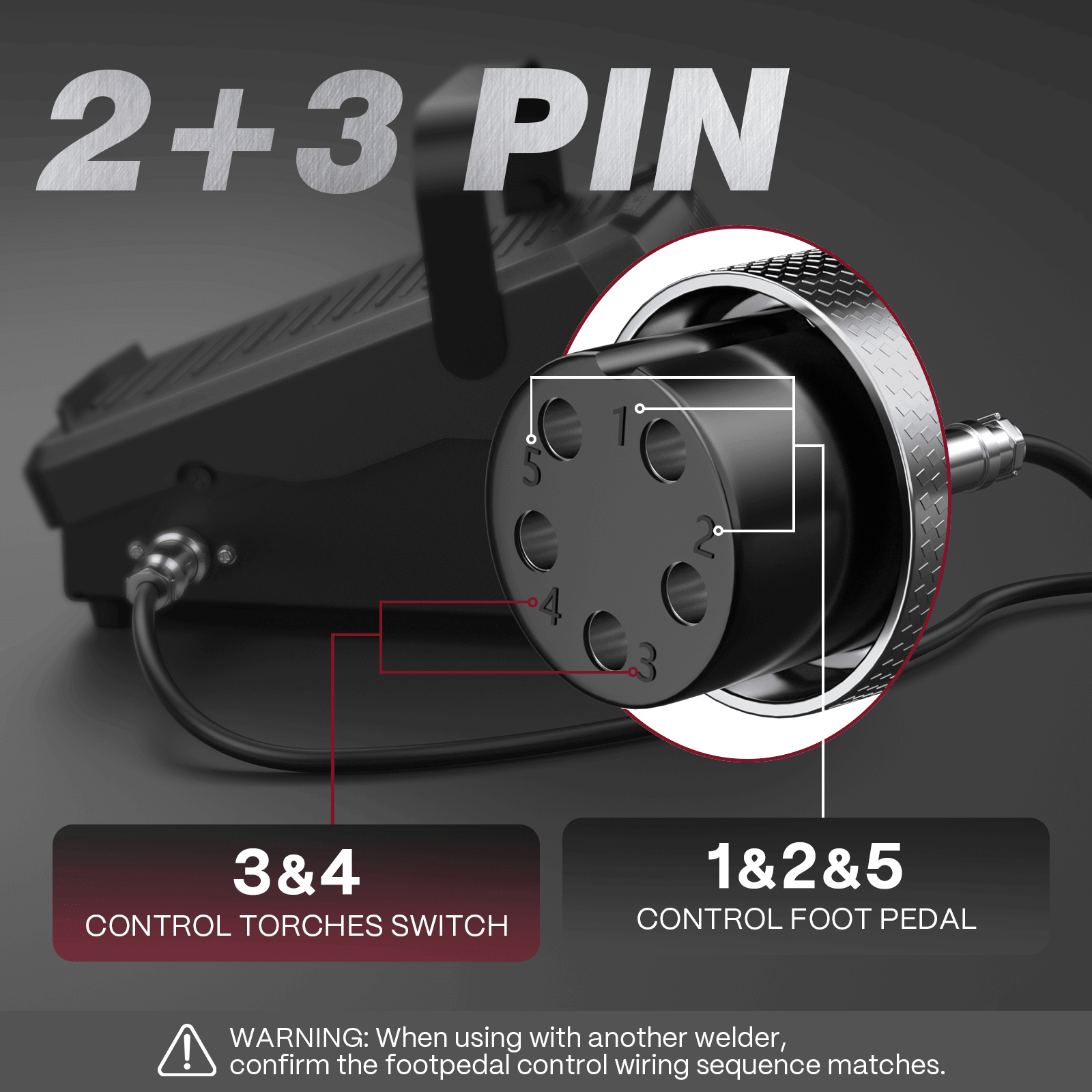 5-Pin Remote Amp Control with Strap Foot Pedal for TIG Welder