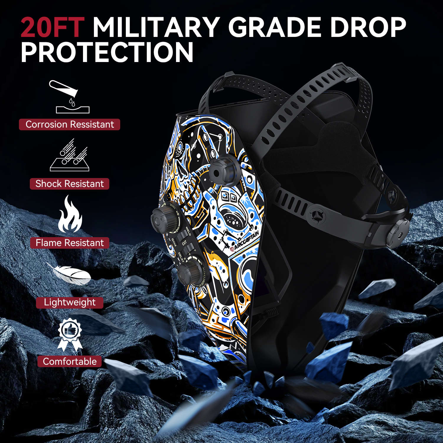 VisionMax X200 3.94"X3.66" Large View Welding Helmet Skeleton Technology