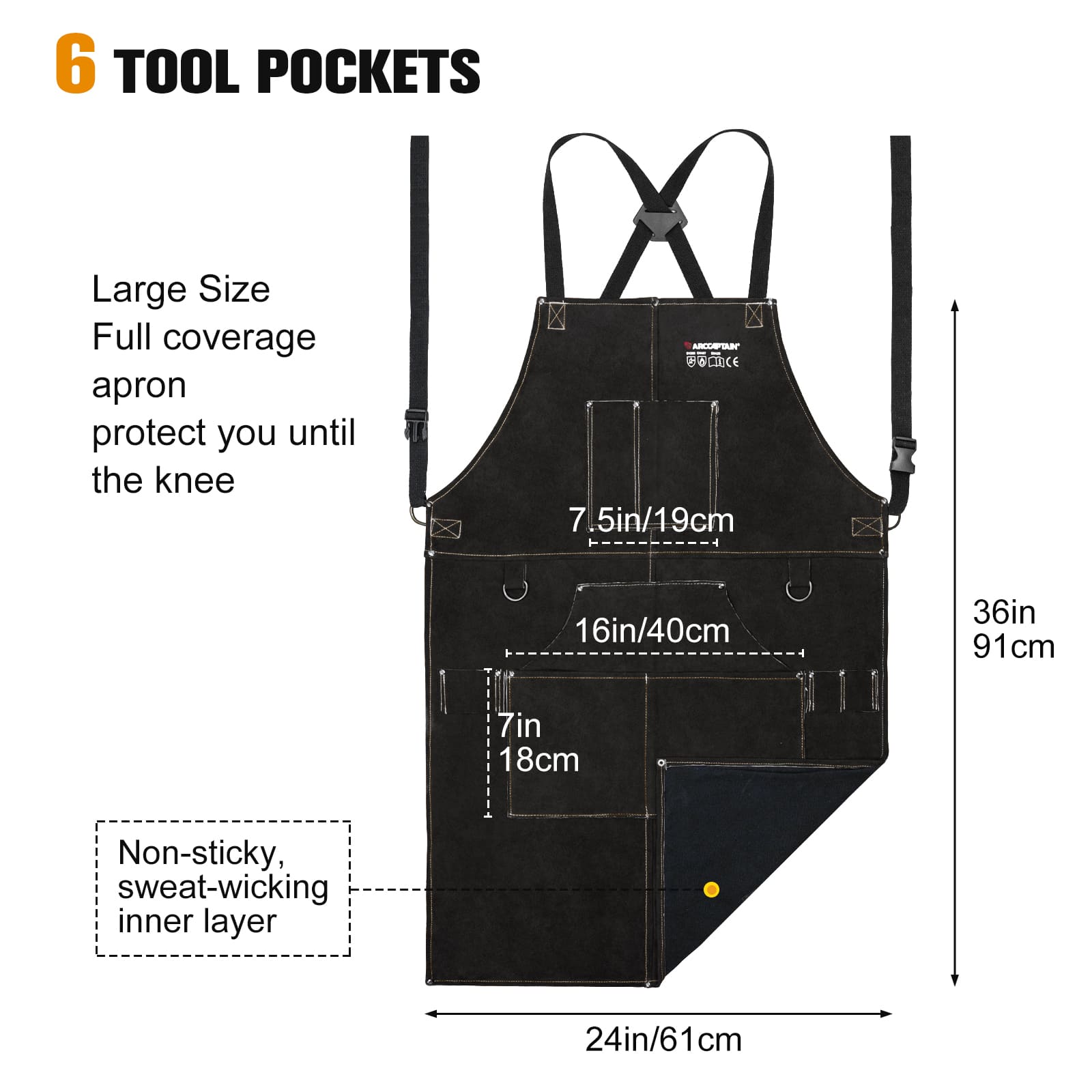 Arccaptain Leather Welding Apron Heat Flame Resistant Apron for Welding