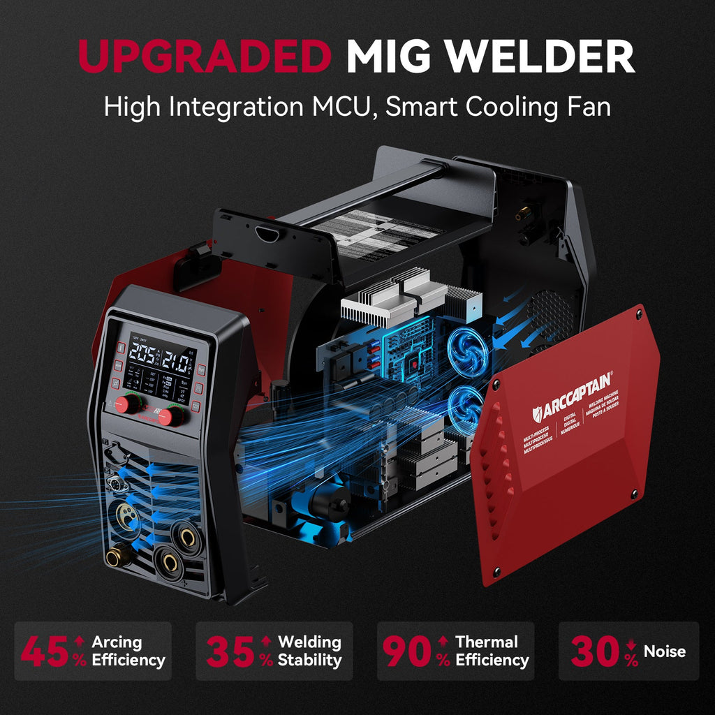 Arccaptain MIG205 Pro Gas MIG Welder Stainless Steel Multi Process Machine