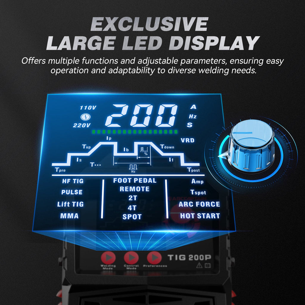 Arccaptain TIG200P DC Pulse 200Amp TIG Welding Machine