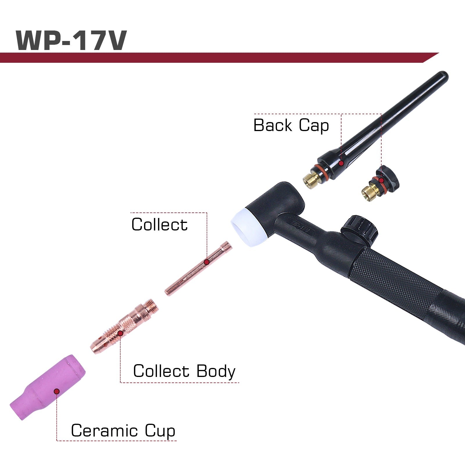13ft WP-17V 150A Argon Lift TIG Torch with 35-50mm Connector