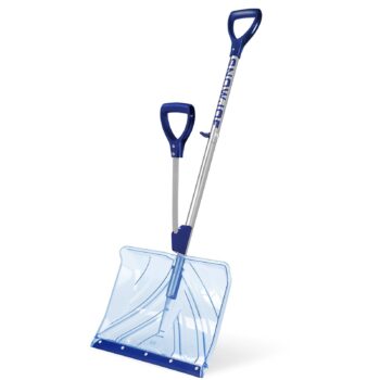 Restored Snow Joe Shovelution SJ-SHLV02 | Strain-Reducing Shatter-Resistant Polycarbonate Snow Shovel | W/ Spring Assisted Handle | 18-inch (Refurbished)